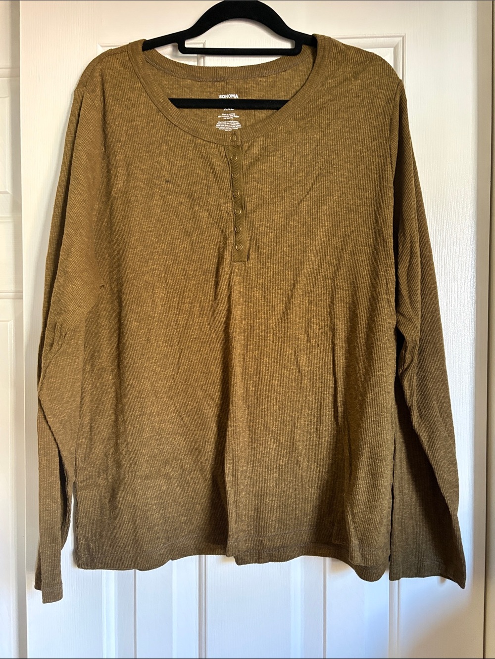 Sonoma Olive Green Ribbed Long Sleeve Henley